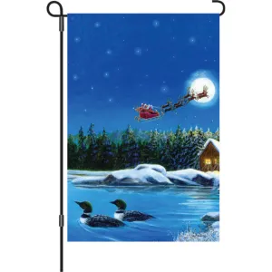 12 in. Santa's Sleigh Garden Flag - Christmas Loons