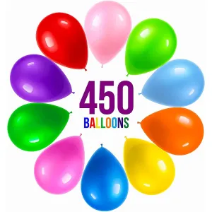 12-Inch Balloons, 10 Assorted Colors, 450 Pcs  Multi-Colored Rainbow Balloon