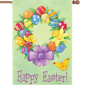 28 in. Easter House Flag - Happy Easter Wreath