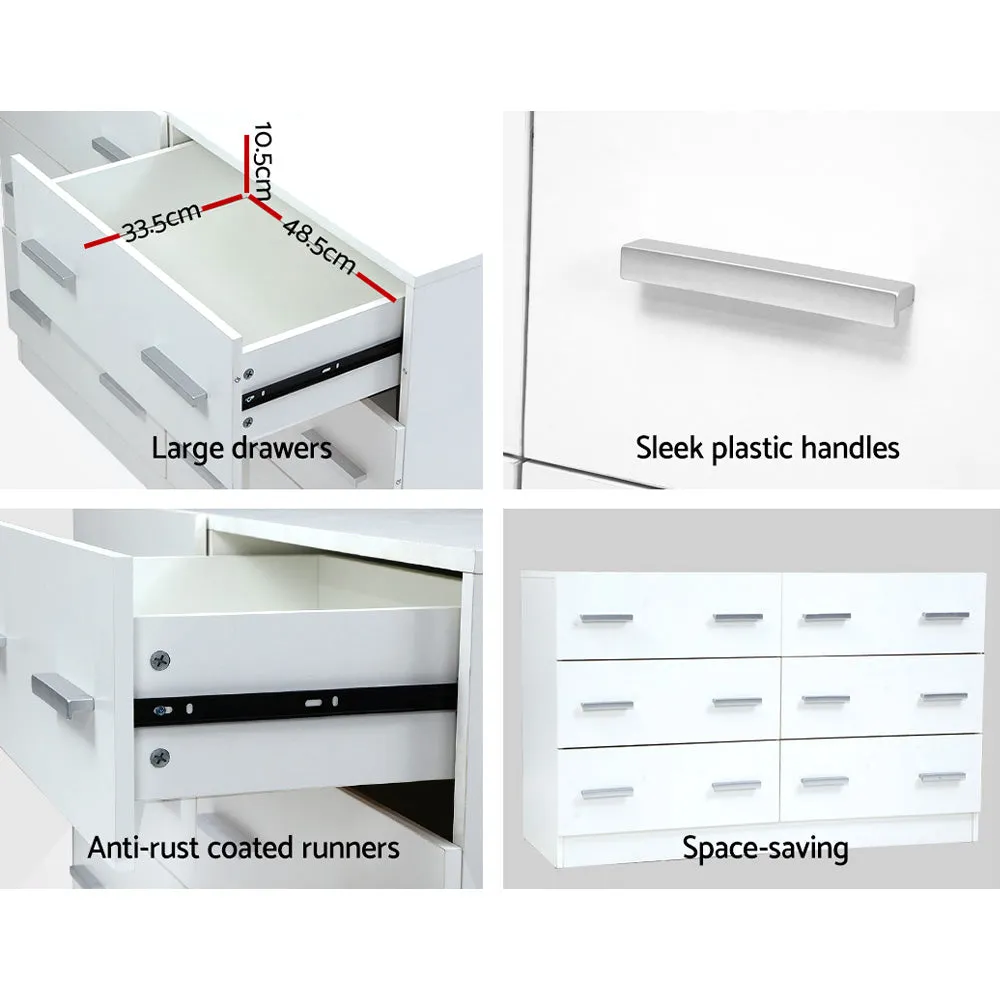 6 Drawer Lowboy Storage Dresser White