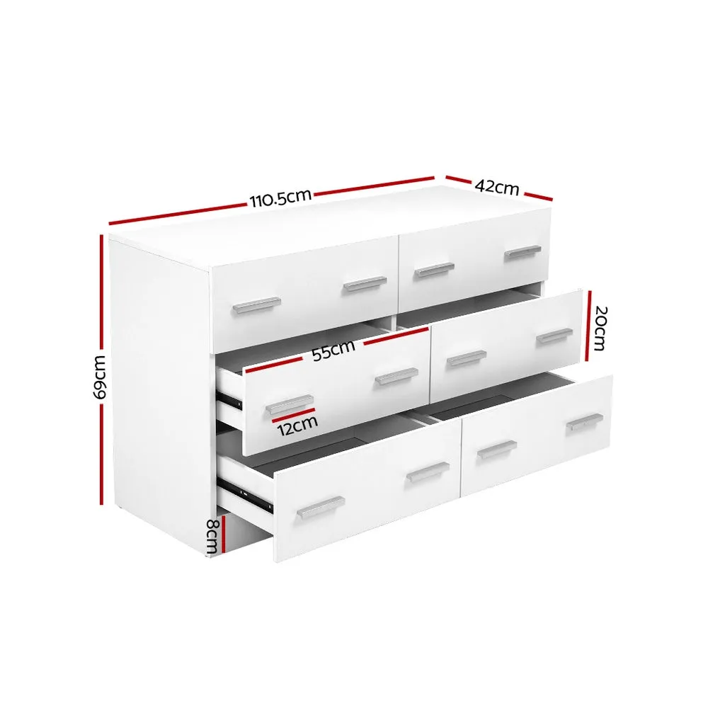 6 Drawer Lowboy Storage Dresser White