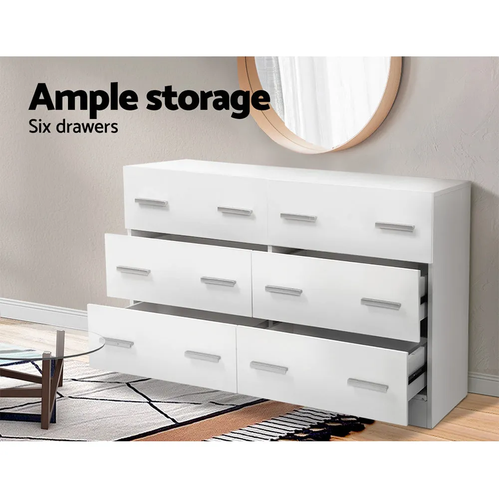 6 Drawer Lowboy Storage Dresser White