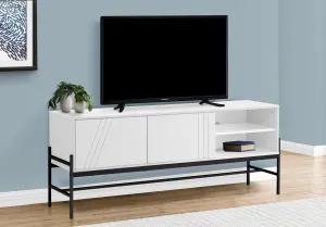 60" White Laminate TV Stand with Storage Cabinet - Contemporary Modern