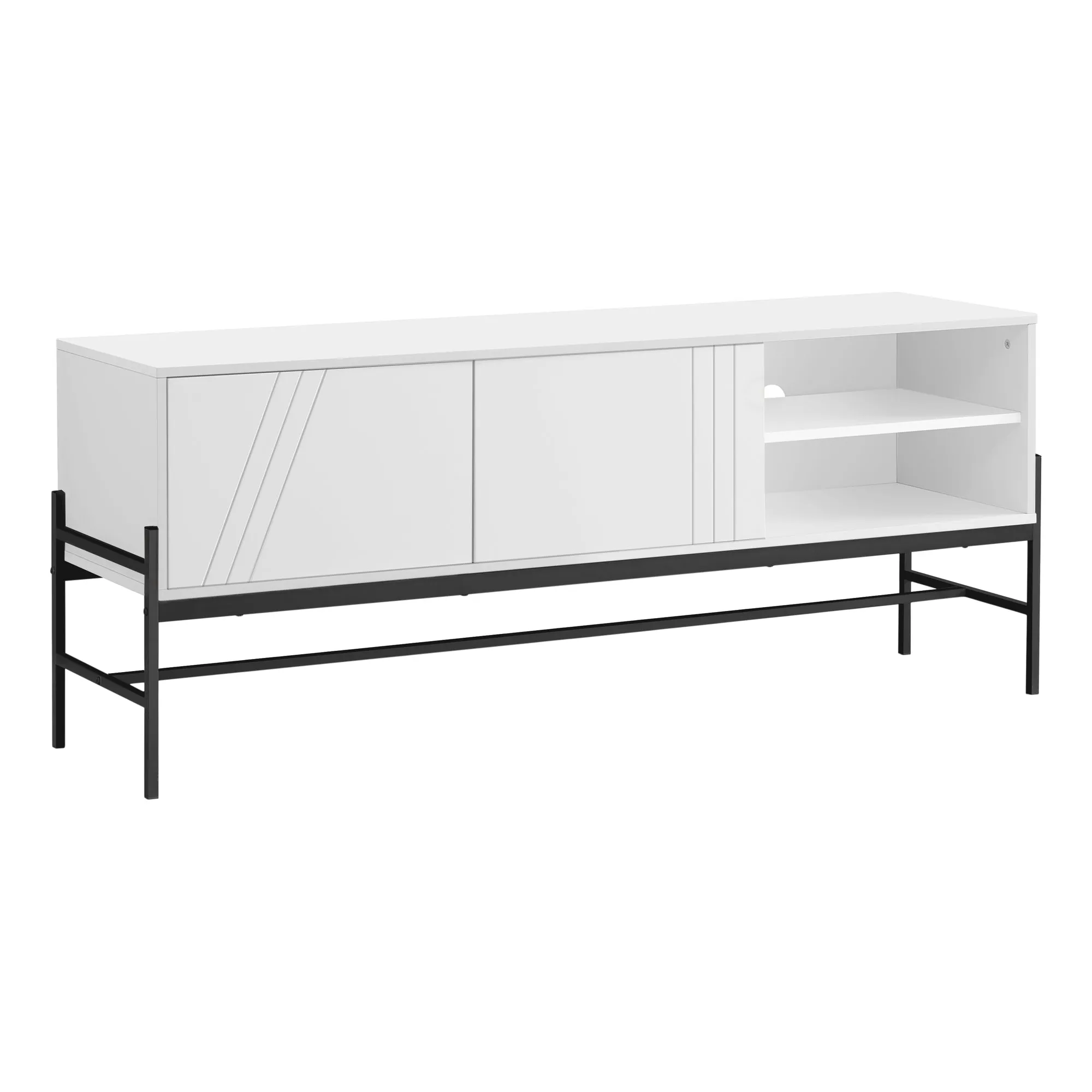 60" White Laminate TV Stand with Storage Cabinet - Contemporary Modern