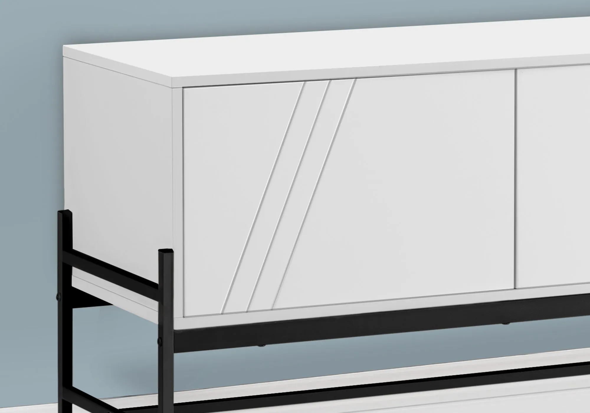 60" White Laminate TV Stand with Storage Cabinet - Contemporary Modern