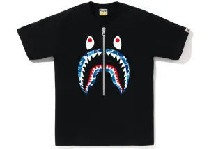 A Bathing Ape Blue ABC Camo Shark Tee Black