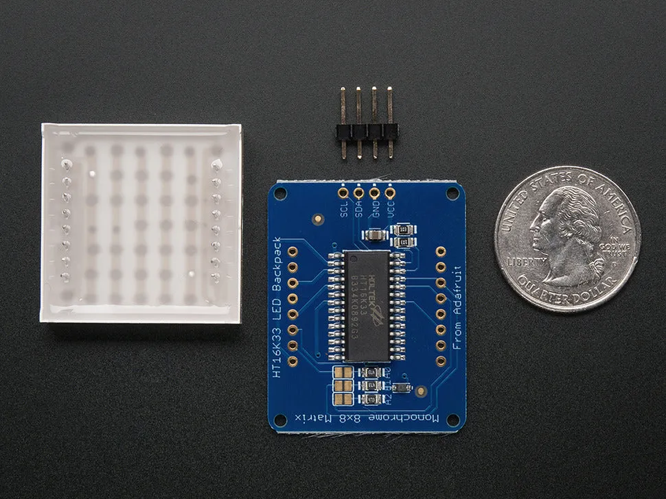 Adafruit Small 1.2" 8x8 LED Matrix w/I2C Backpack - Blue