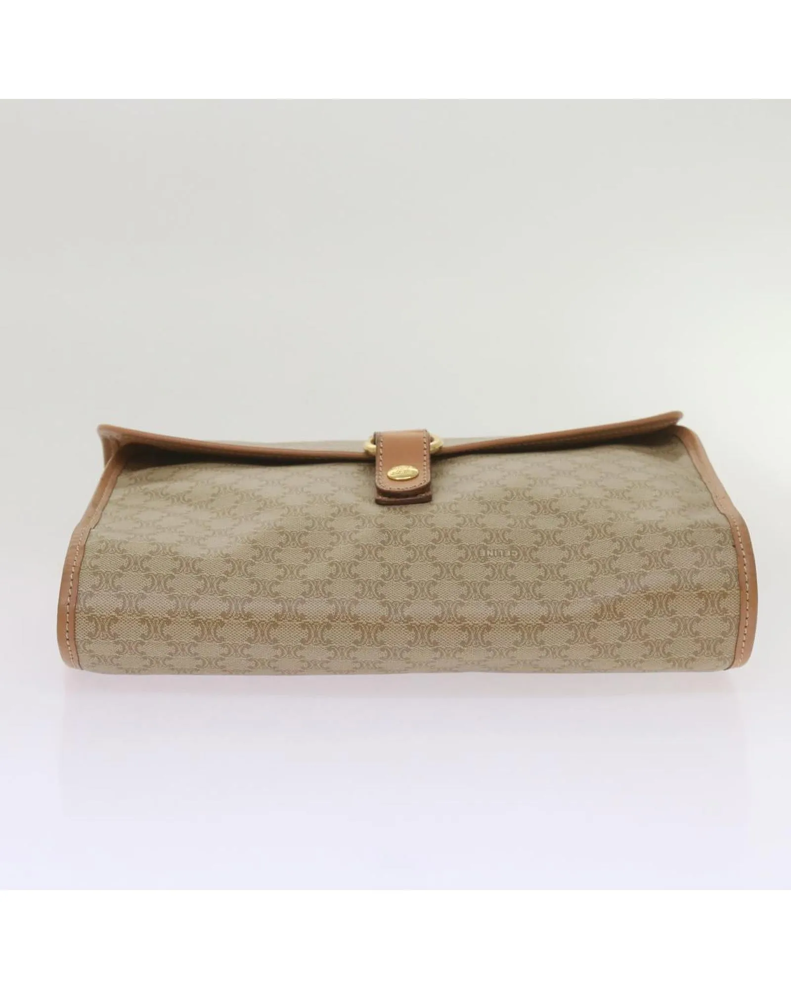 Authentic Beige Canvas Clutch Bag with Iconic Design