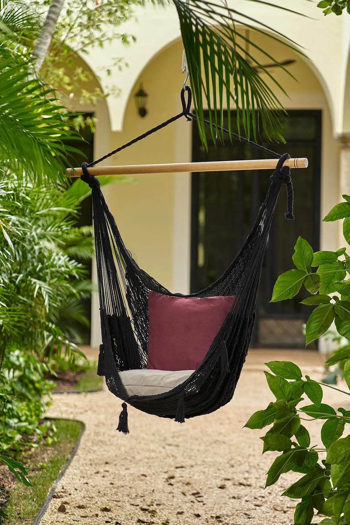 Authentic Mexican Hammock swing chair in rich Black Cotton