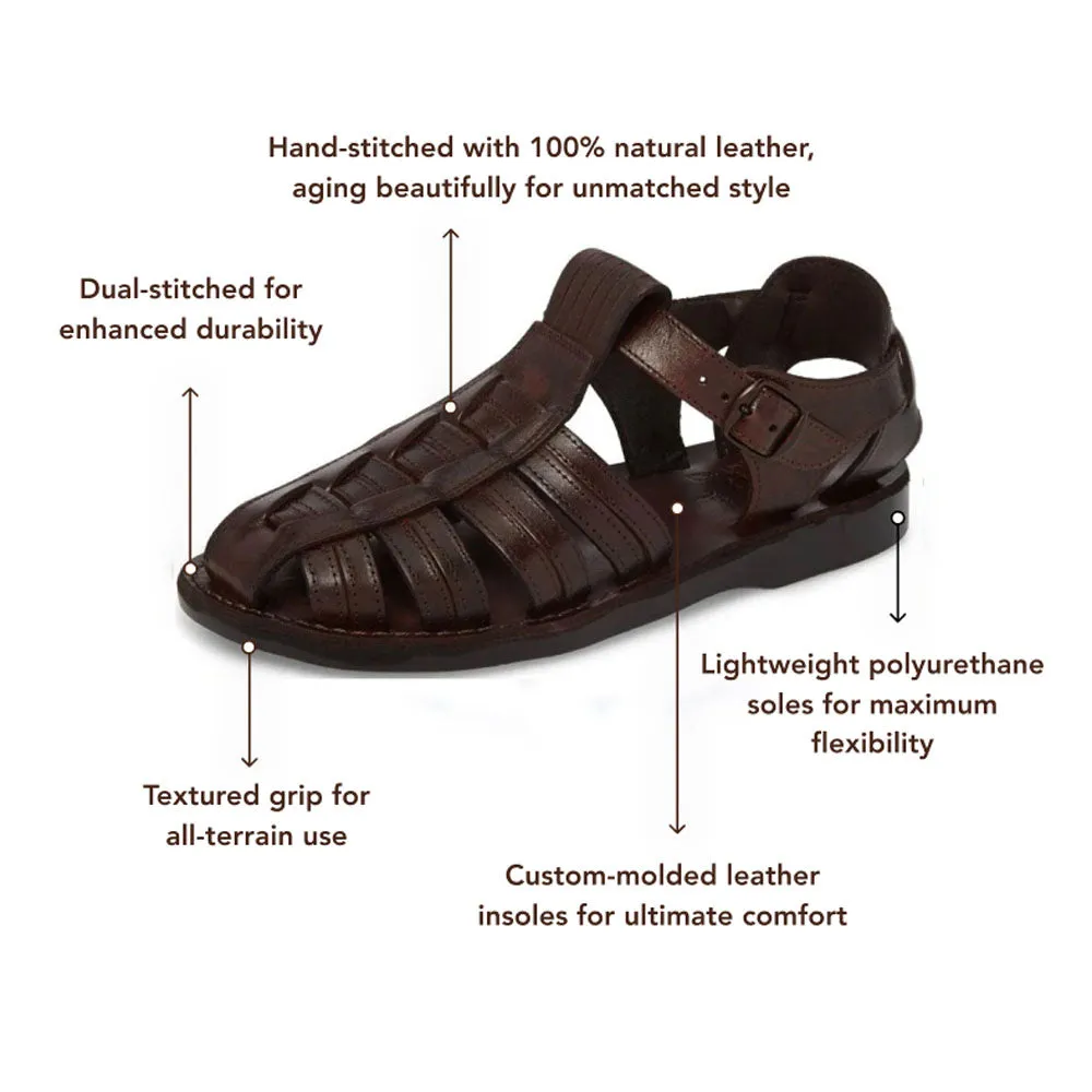 Barak - Leather Closed Toe Sandal | Brown