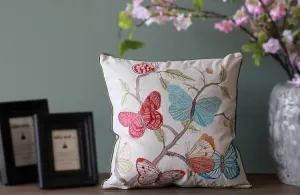 Beautiful Embroider Butterfly Cotton and linen Pillow Cover, Decorative Throw Pillows, Decorative Sofa Pillows, Decorative Pillows for Couch