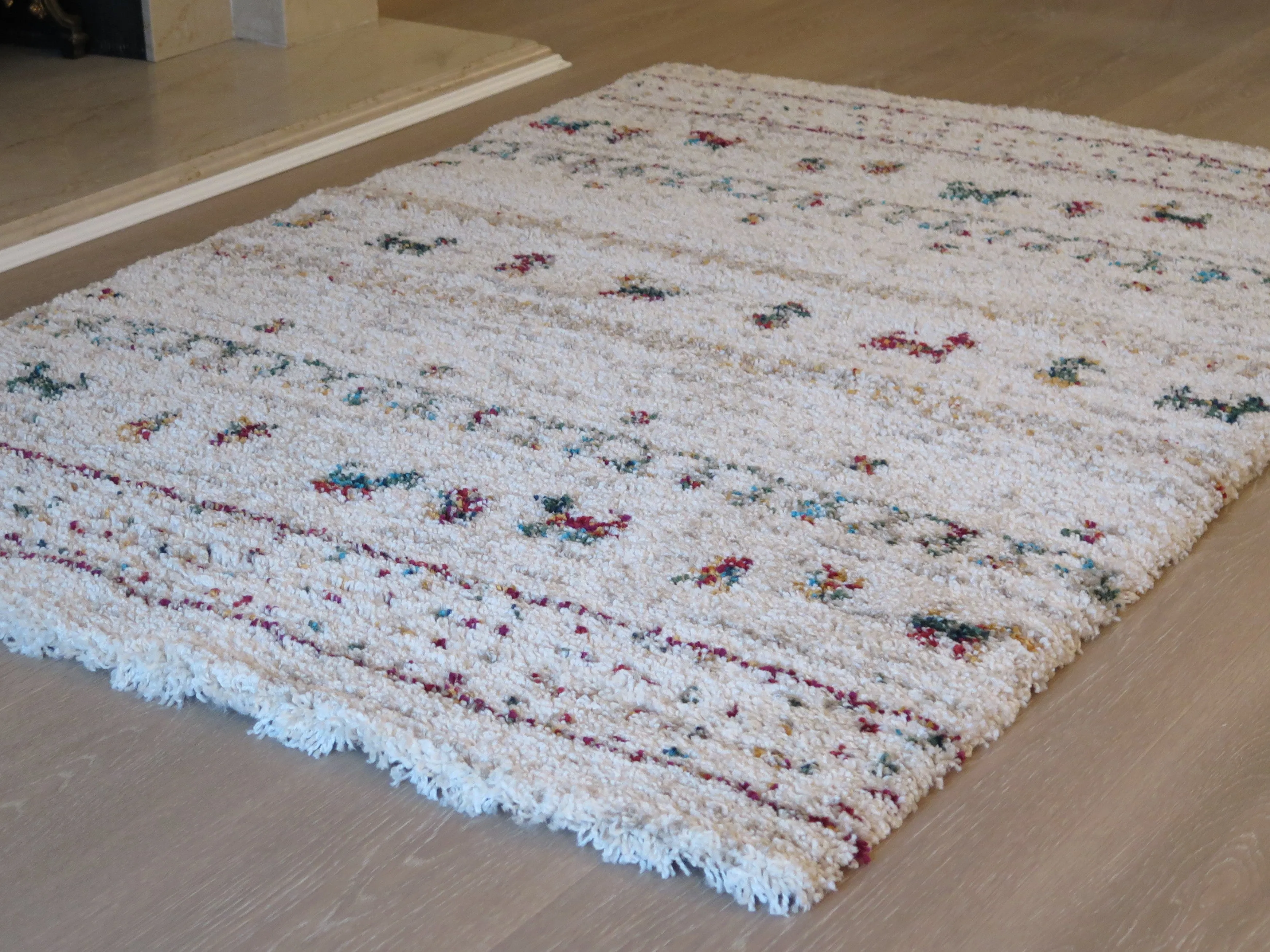 Bukhara-Striped Thick Soft Shaggy Rug-Multi-colour (120 x 170cm)