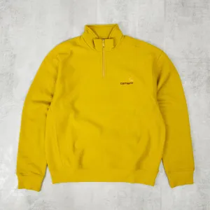 Carhartt WIP Half Zip American Script Sweat - Golden Olive