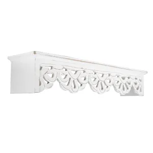 Carved Floral Medallion Wall Shelf - White