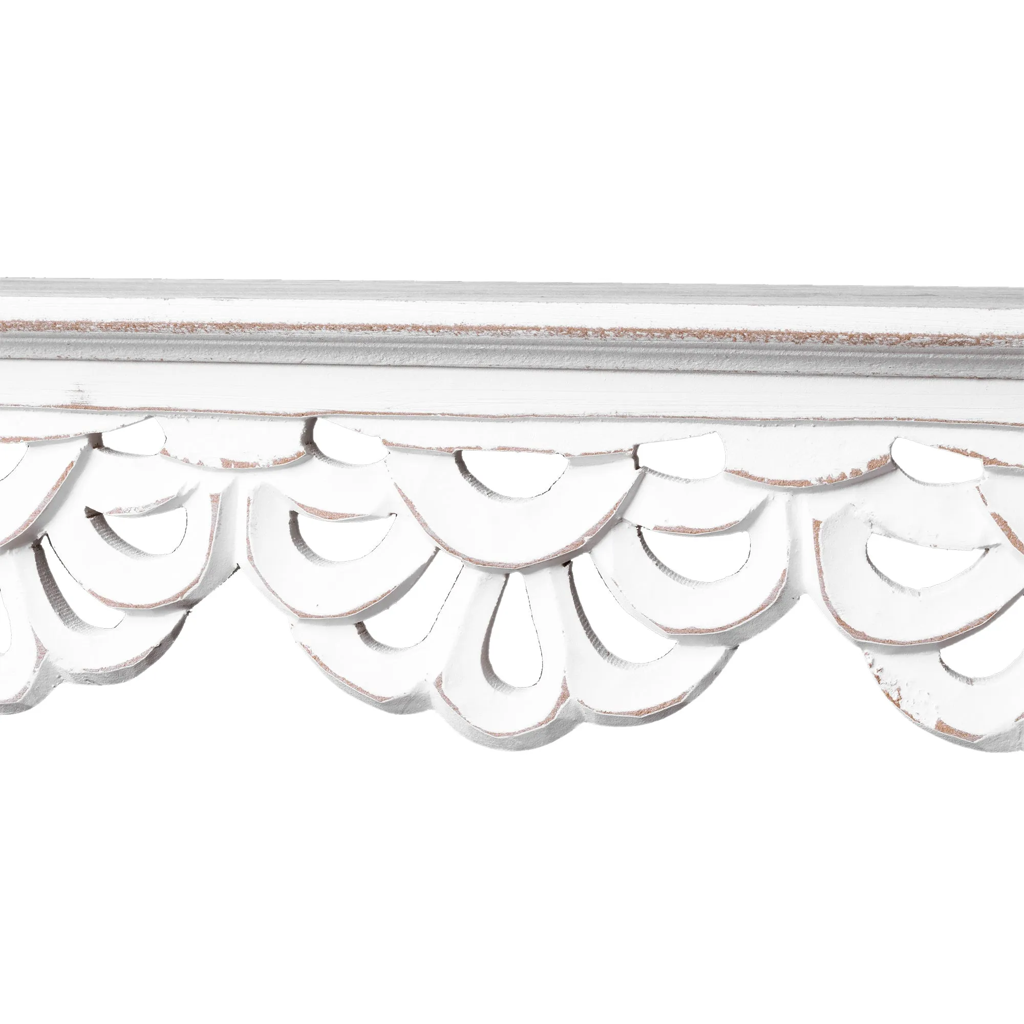 Carved Floral Medallion Wall Shelf - White