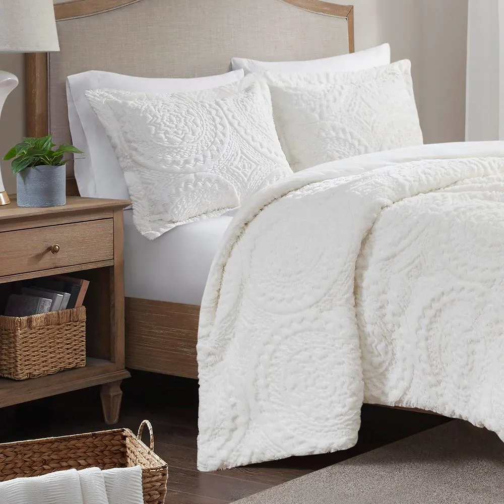 Catania | Polyester Arya Embroidery Fur Duvet Cover Set