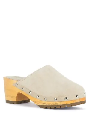 Cedrus Fine Suede Studded Clog Mules