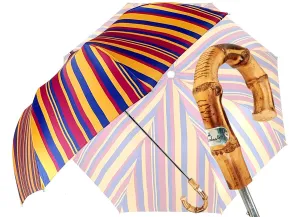 Crafted Multi-Color Striped Folding Umbrella