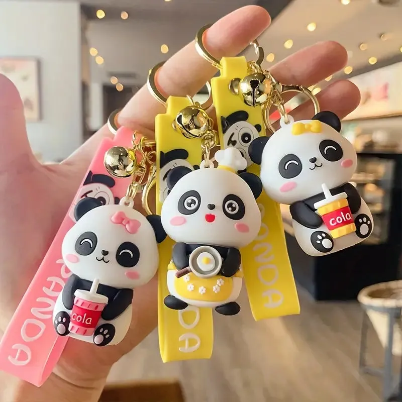 Cute Yellow Panda Chef | 3D Lanyard Keychain | Silicone