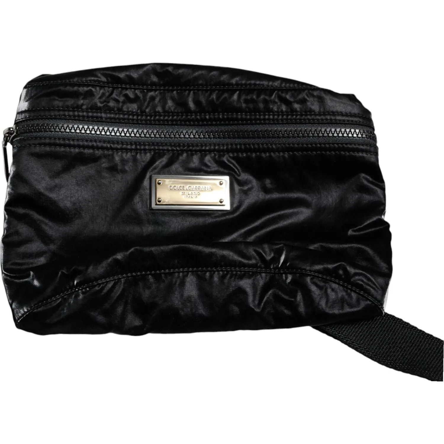 Dolce & Gabbana Black Nylon Fabric Belt Waist Fanny Pack Bag