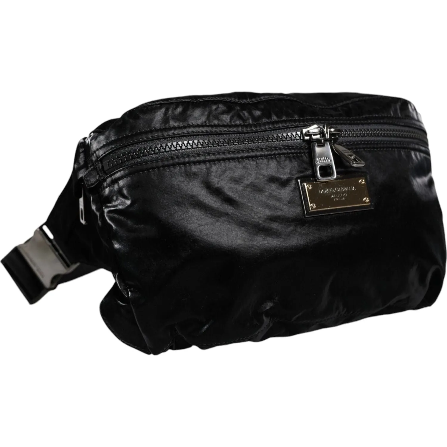 Dolce & Gabbana Black Nylon Fabric Belt Waist Fanny Pack Bag