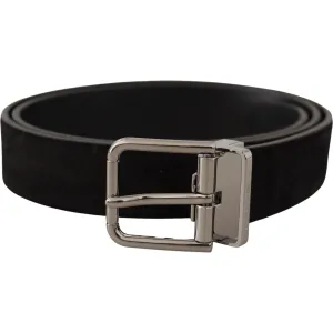 Dolce & Gabbana Elegant Black Leather Grosgrain Belt