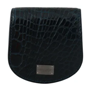 Dolce & Gabbana Exquisite Dark Blue Coin Case Wallet