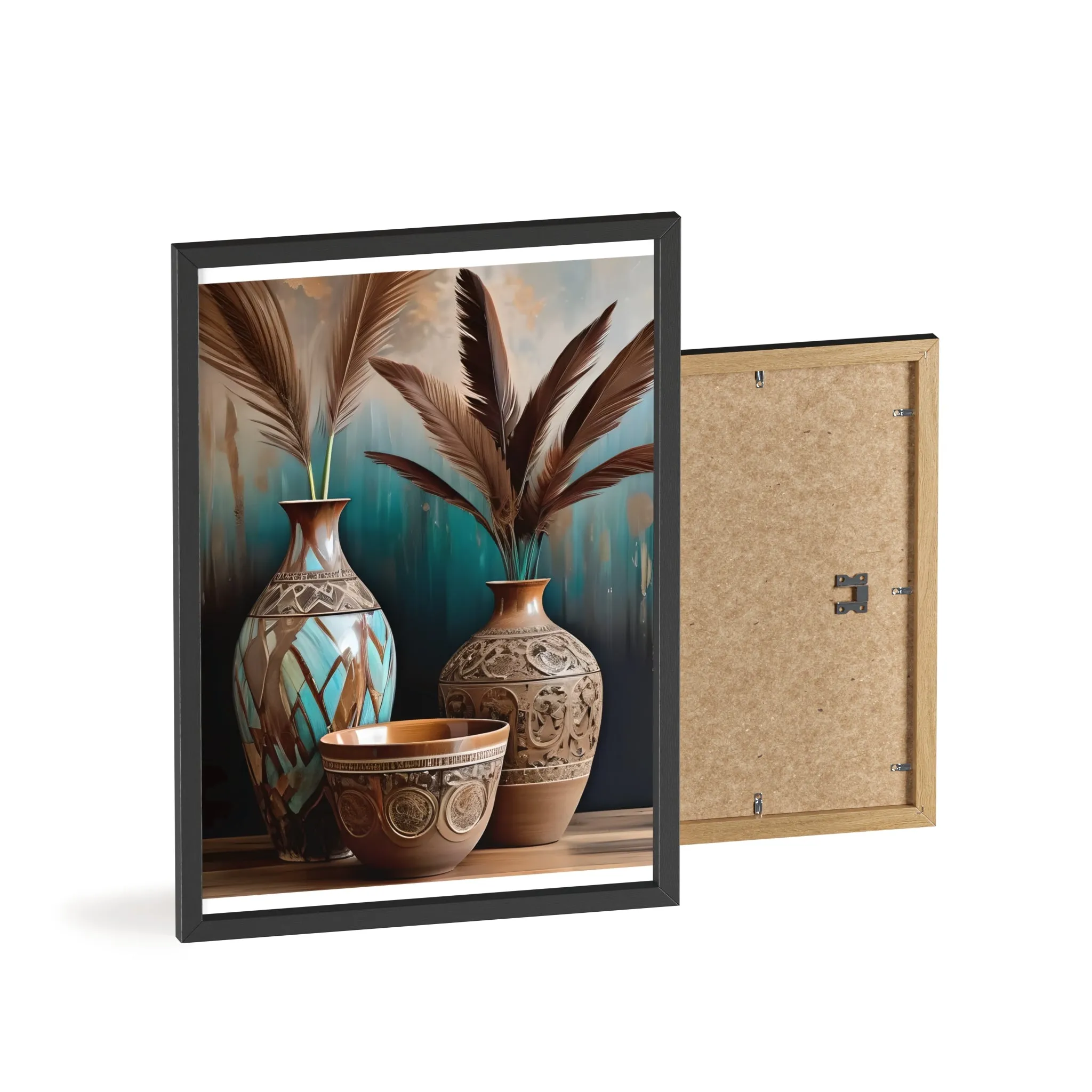 Earthy Bowls Posters with Wooden Frame