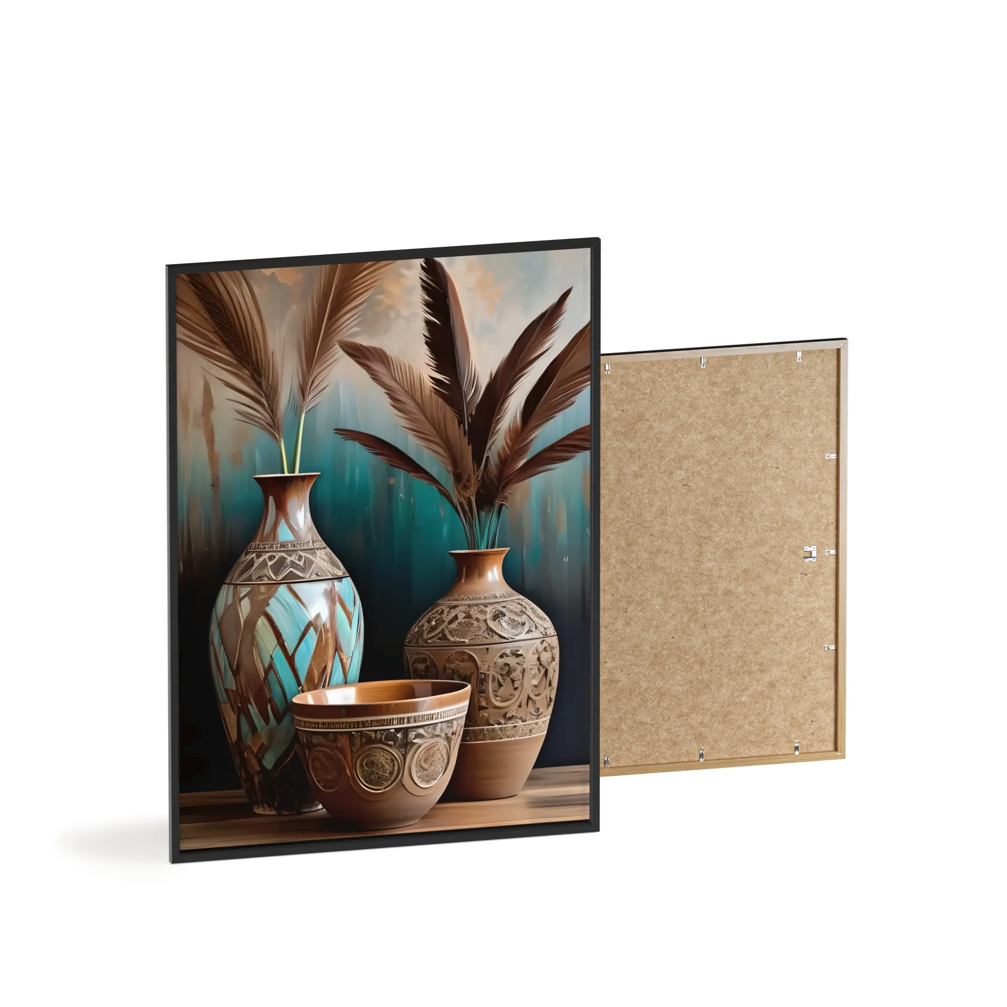 Earthy Bowls Posters with Wooden Frame