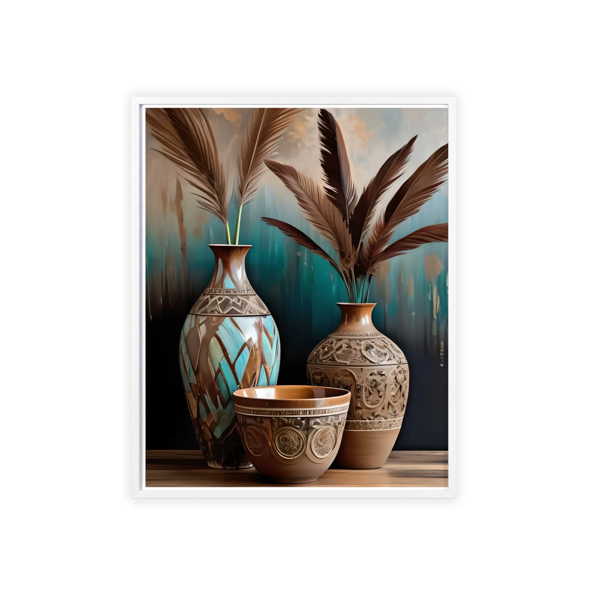 Earthy Bowls Posters with Wooden Frame