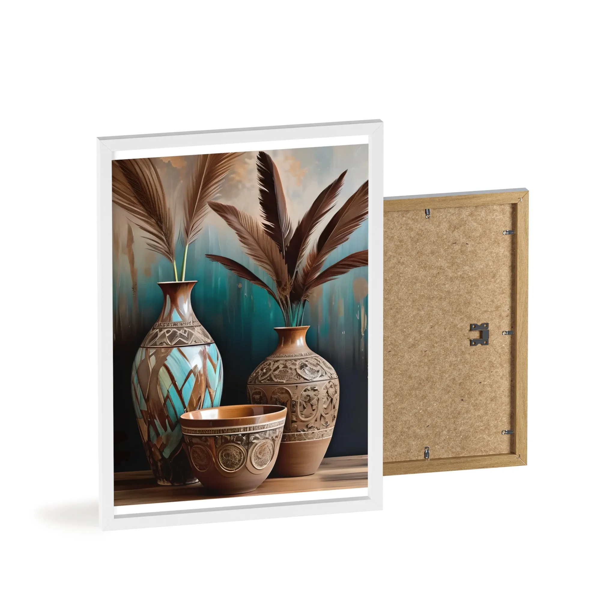 Earthy Bowls Posters with Wooden Frame