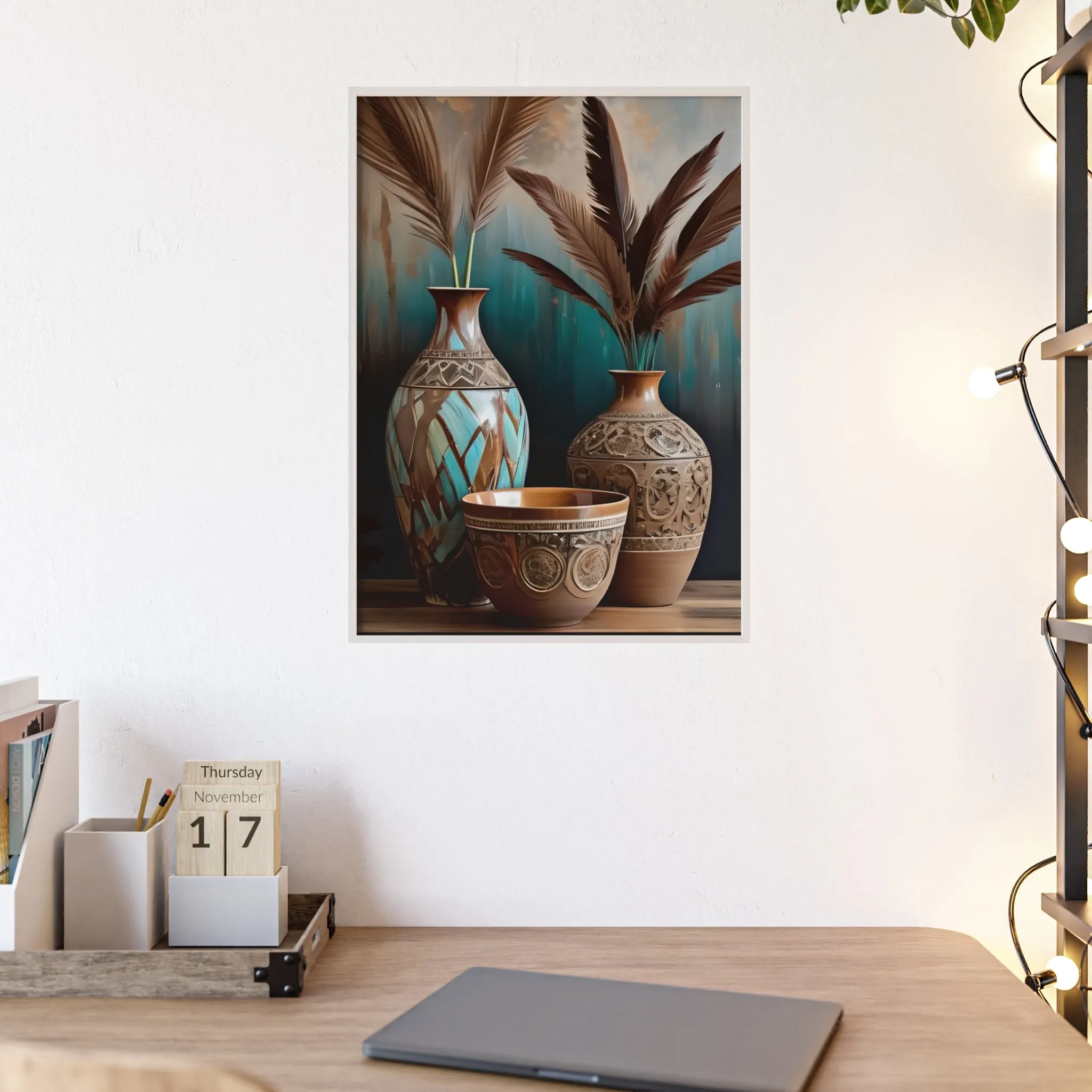 Earthy Bowls Posters with Wooden Frame