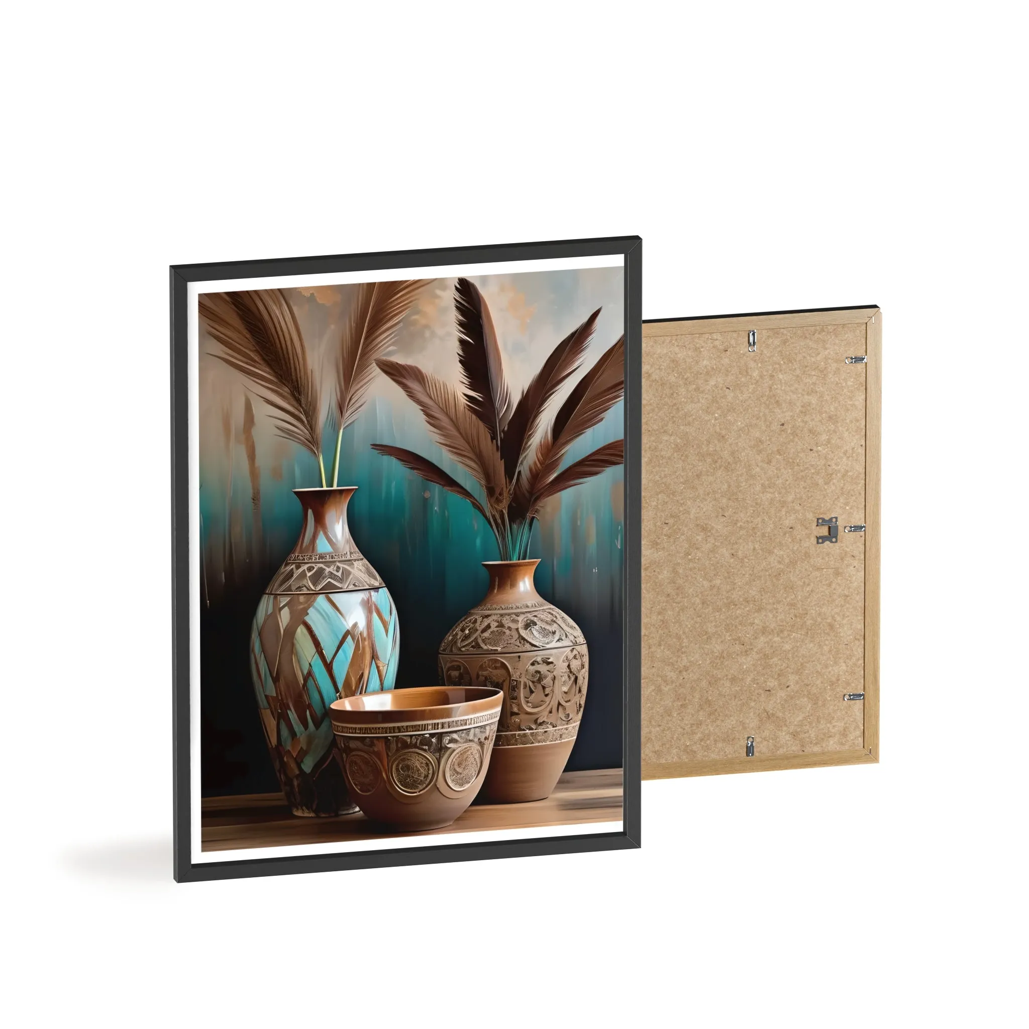 Earthy Bowls Posters with Wooden Frame