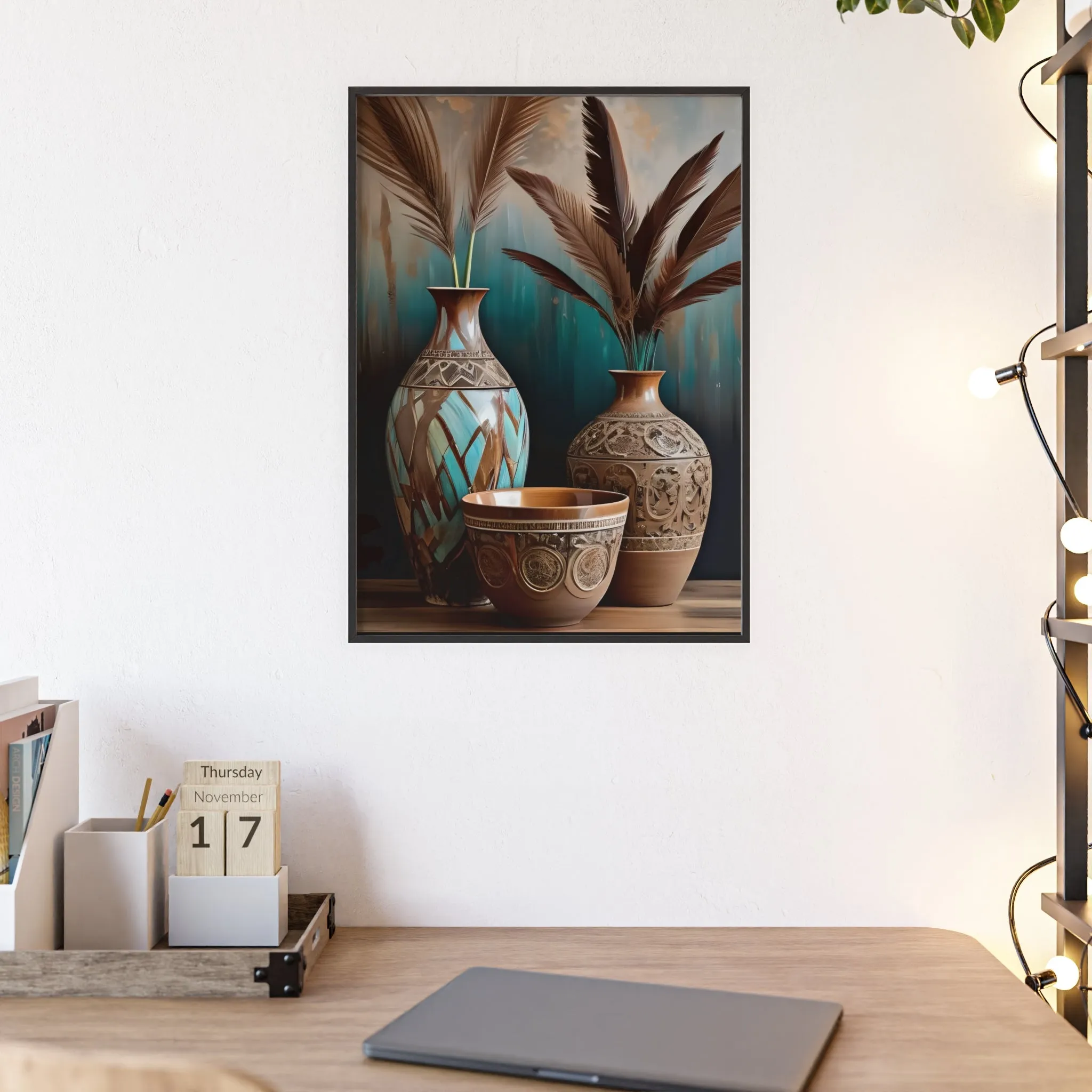 Earthy Bowls Posters with Wooden Frame