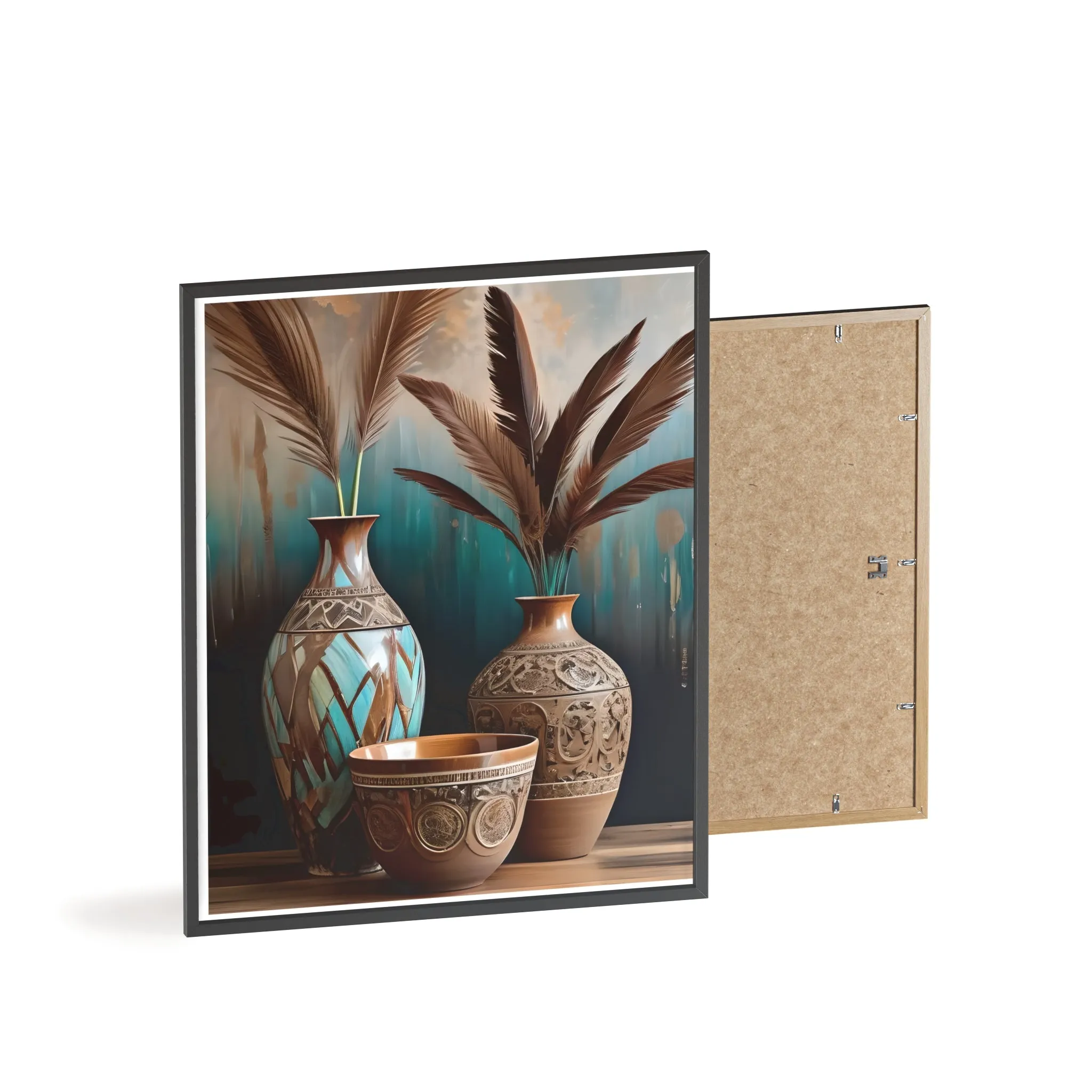 Earthy Bowls Posters with Wooden Frame