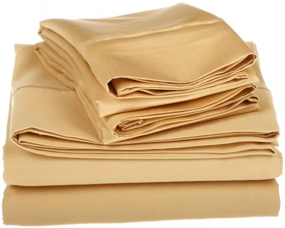 Egyptian Cotton 1500 Thread Count Solid Sheet Set King-Gold