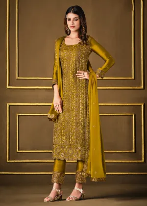 Elegant Yellow Two Tone Georgette Party Wear Salwar Suit