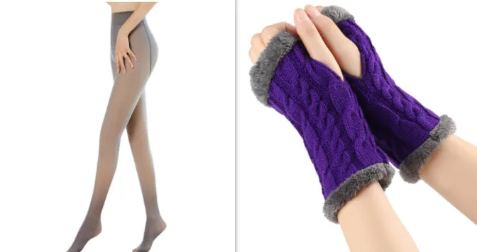 Fleece-lined Fluffy Gloves Twist Knitted Finger Leakage