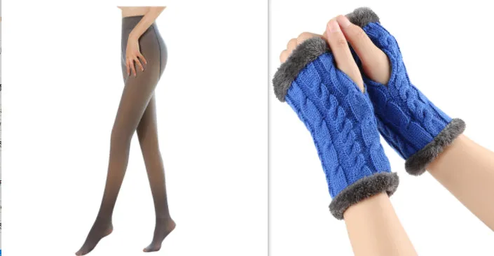 Fleece-lined Fluffy Gloves Twist Knitted Finger Leakage