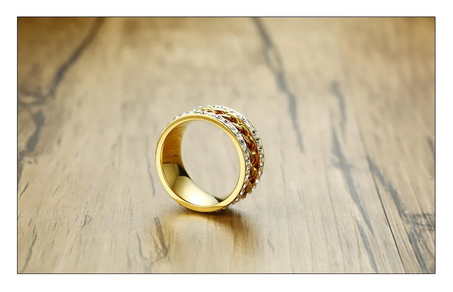 Gold Retriever Barbed Wire Rhinestone Ring