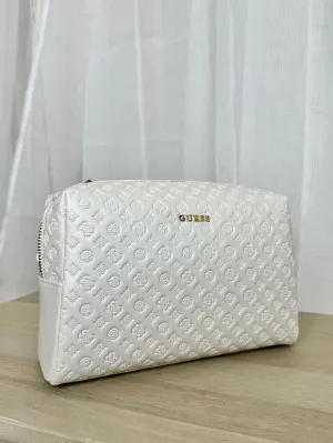 Guess Large Top Zip Vanity Bag - Ivory