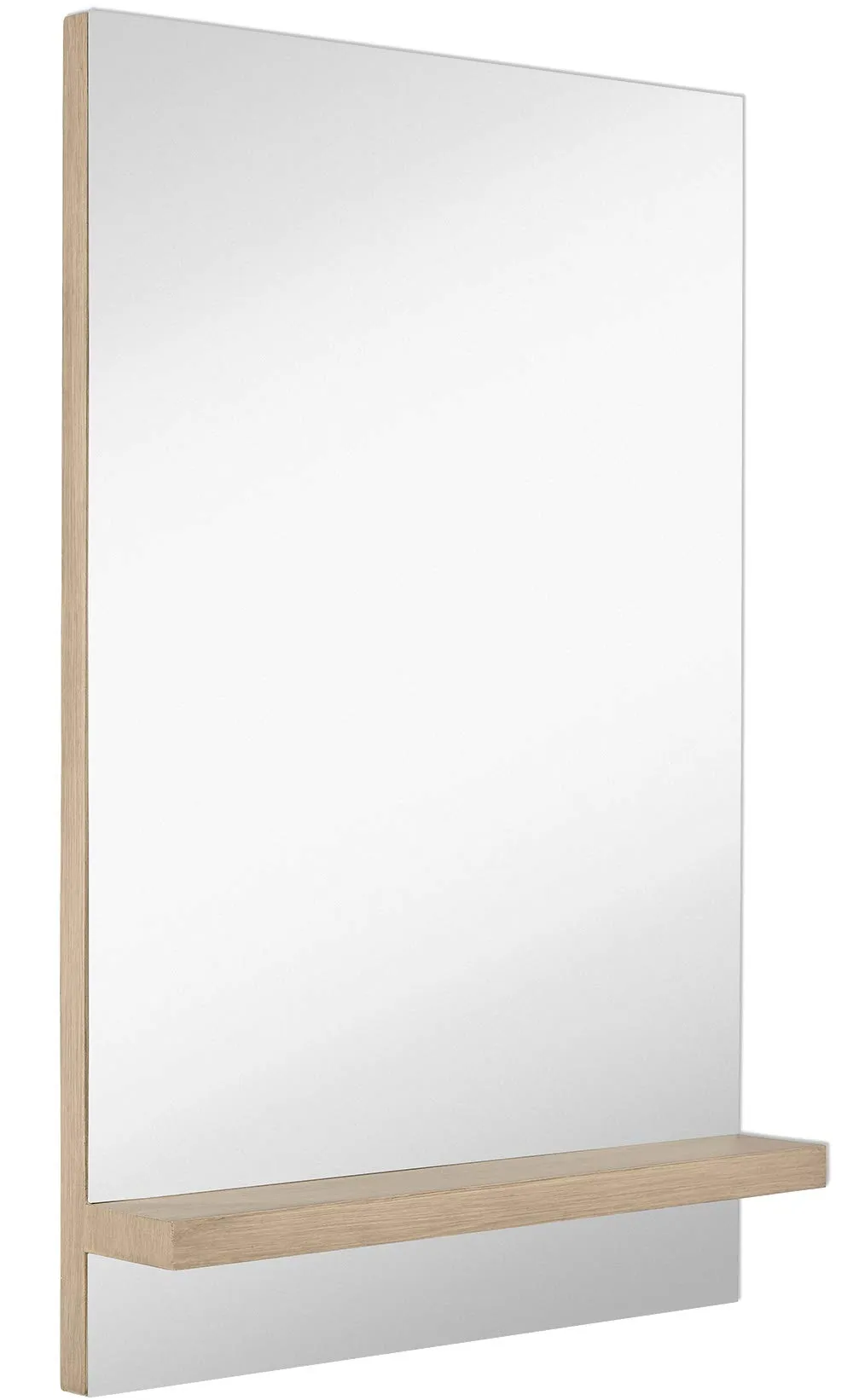 Hamilton Hills Contemporary Natural Wood Shelf Wall Mirror | Sleek Modern Vanity Mirror