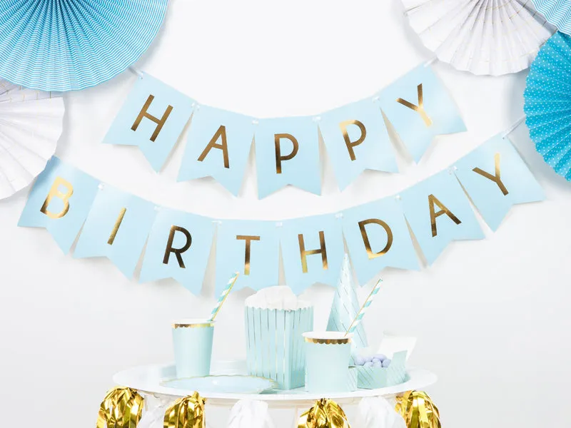 Happy Birthday Bunting - Light Blue