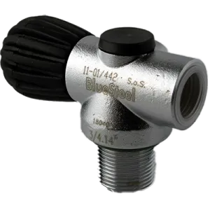 Inline Rebreather Valve with 200 Bar Din- Black Knob