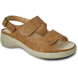 KOZI Women Comfort Casual Sandal OY3102 Wedge Sandal Camel – Replaceable Orthopedic Footbed