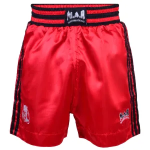 MAR-101A | Red Boxing Shorts w/ Black Stripes