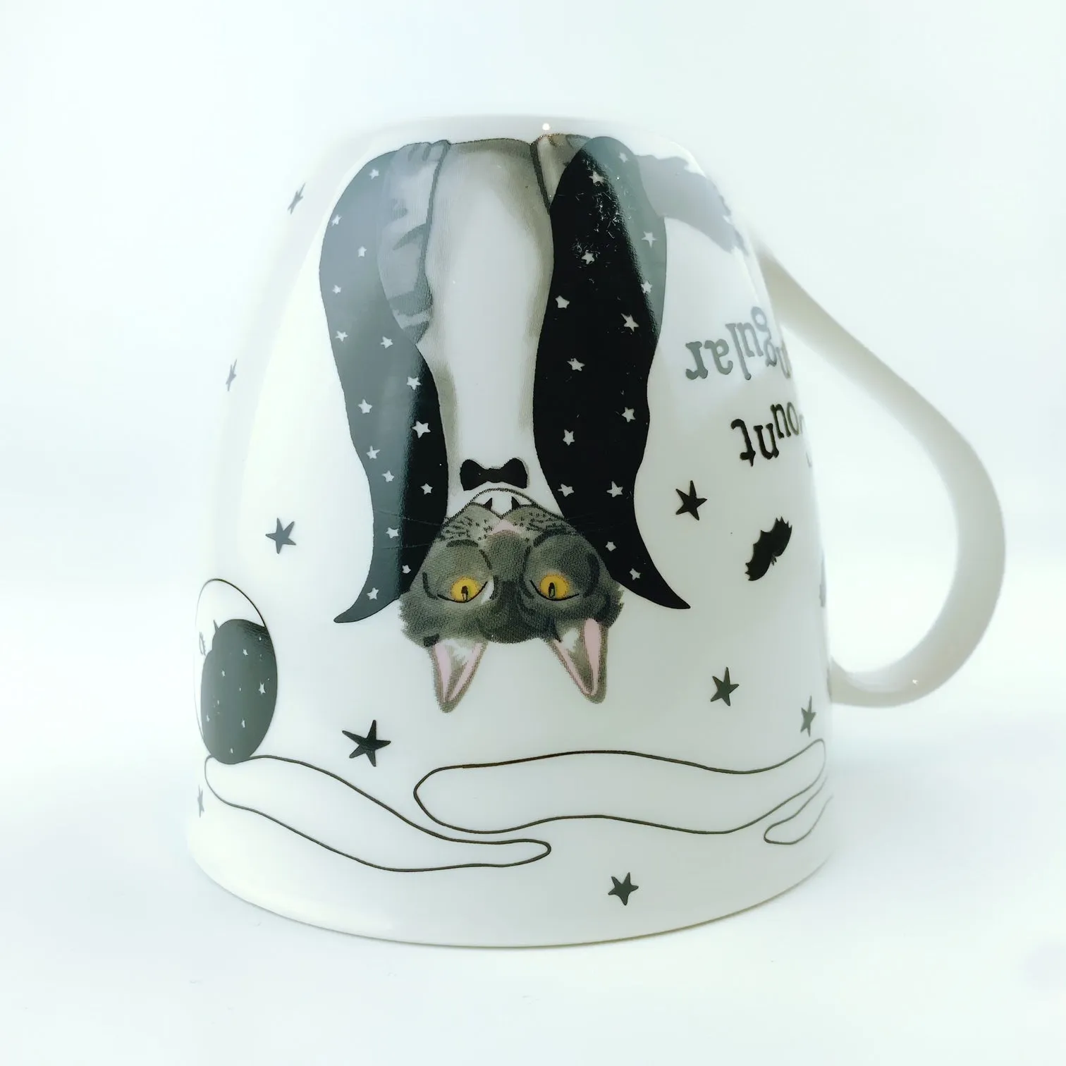 Milly Green British Design Halloween COUNT FANGULAR CAT Coffee Mug Tea Cup With Sock Set