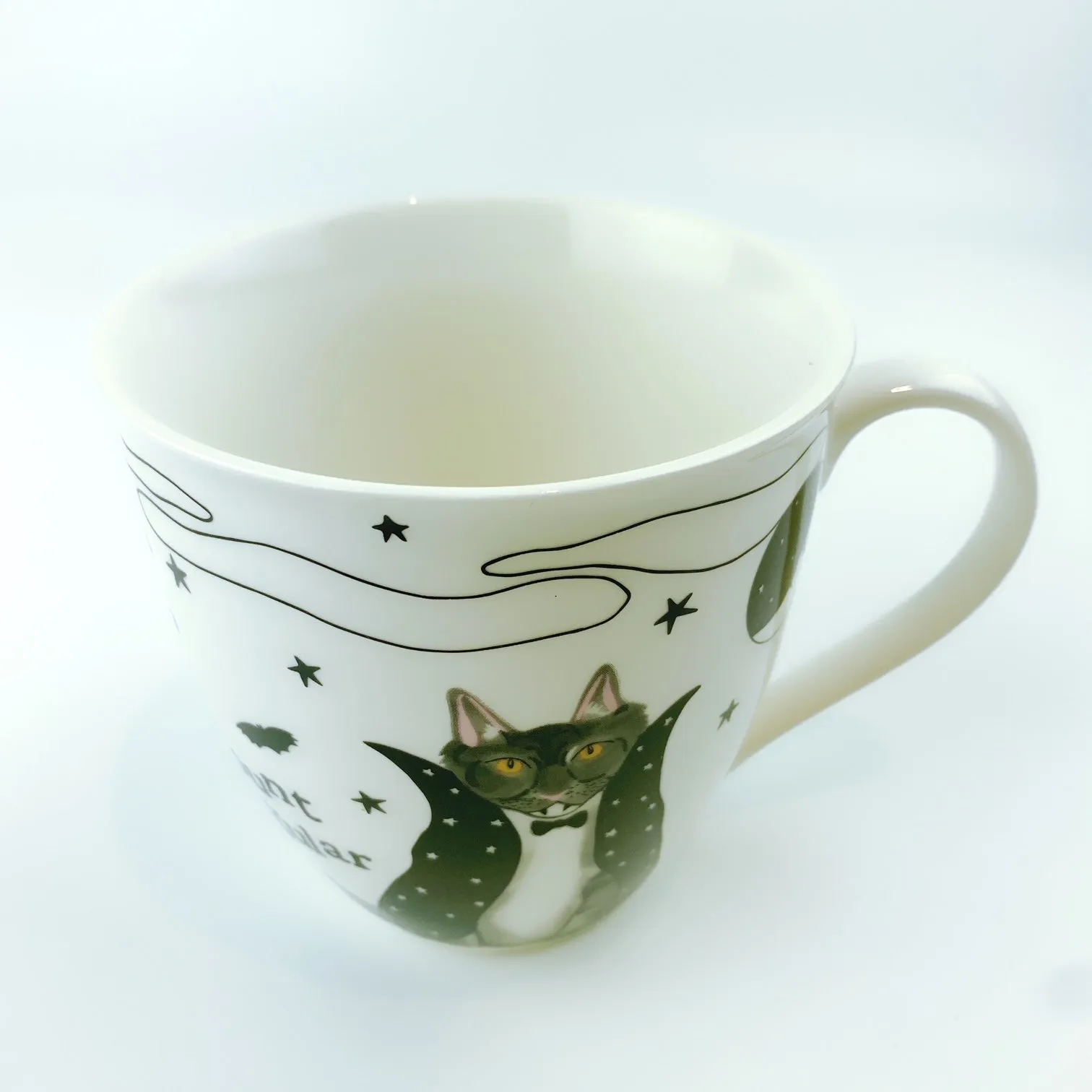 Milly Green British Design Halloween COUNT FANGULAR CAT Coffee Mug Tea Cup With Sock Set