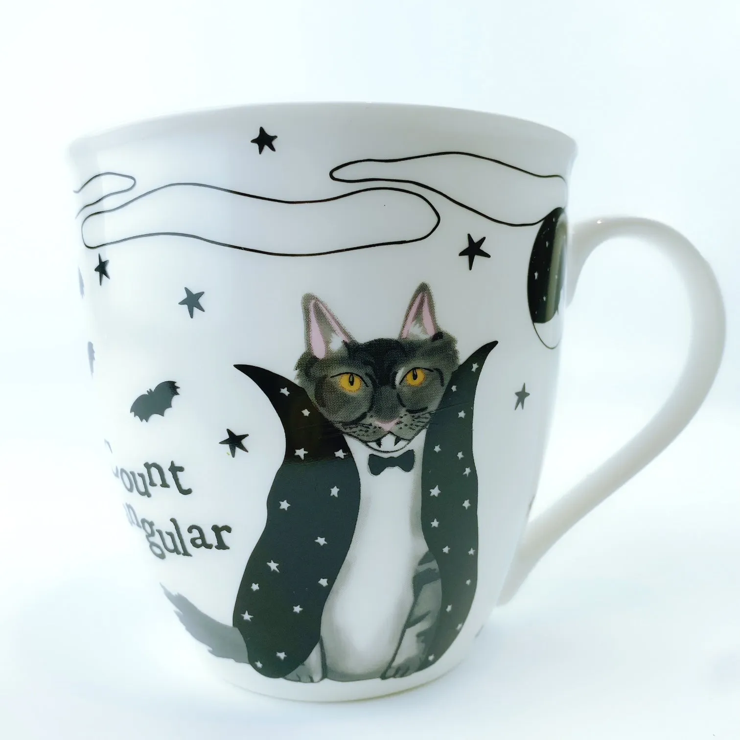 Milly Green British Design Halloween COUNT FANGULAR CAT Coffee Mug Tea Cup With Sock Set