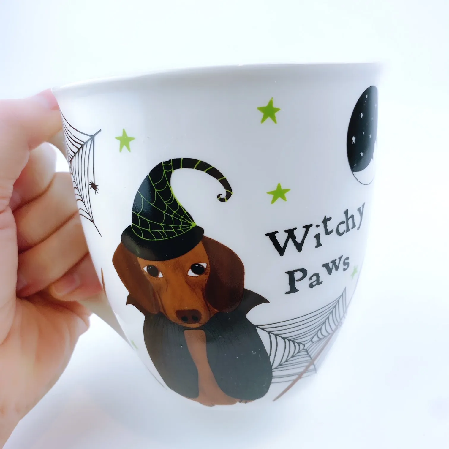 Milly Green British Design Halloween WITCHY PAWS DACHSHUND Coffee Mug Tea Cup With Sock Set